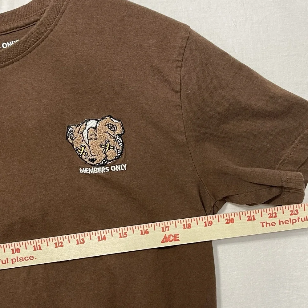 Members Only Teddy Bear Graphic T Shirt‎ Mens Large Brown Streetwear Y2K Cotton
